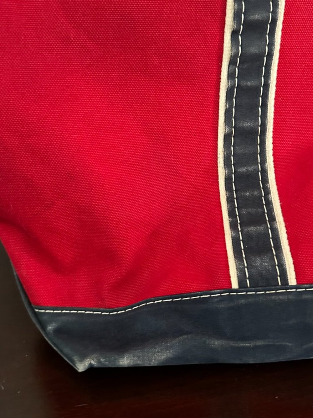 Rare Vintage 80s L.L. Bean Boat And Tote Red Blue Canvas Large Bag - Picture 14 of 16